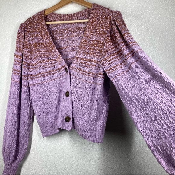 J. Crew Sweaters - J. Crew Cardigan Sweater Purple Space Dye Ombre Reversible Size Medium Cotton